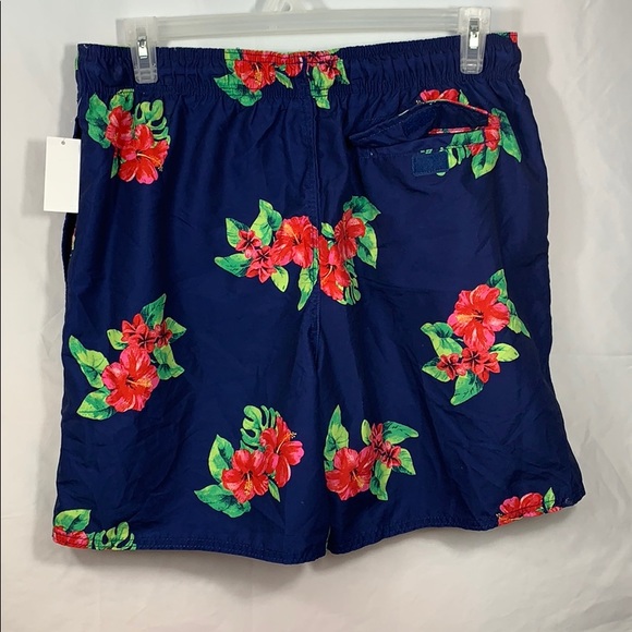 Men’s Hibiscus Swim Trunks Estate Blue - Picture 5 of 10